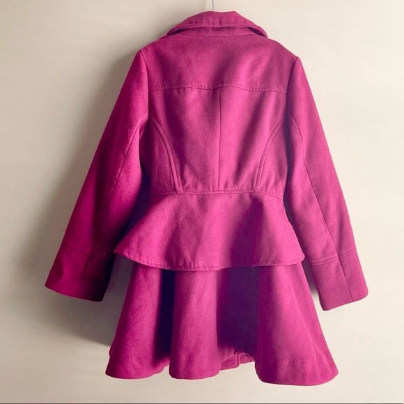 Jessica Simpson Girls Berry Double Breasted Peplum Ruffle Coat - Picture 3 of 3